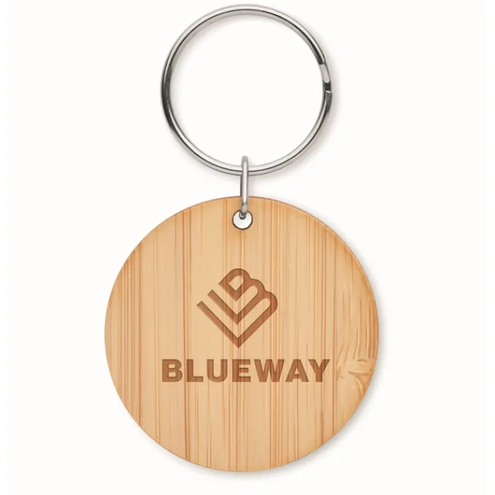 Gift Campaign Portachiavi promozionale in bambù rotondo Ø 4 cm e spesso 0,2cm> Portachiavi In Legno