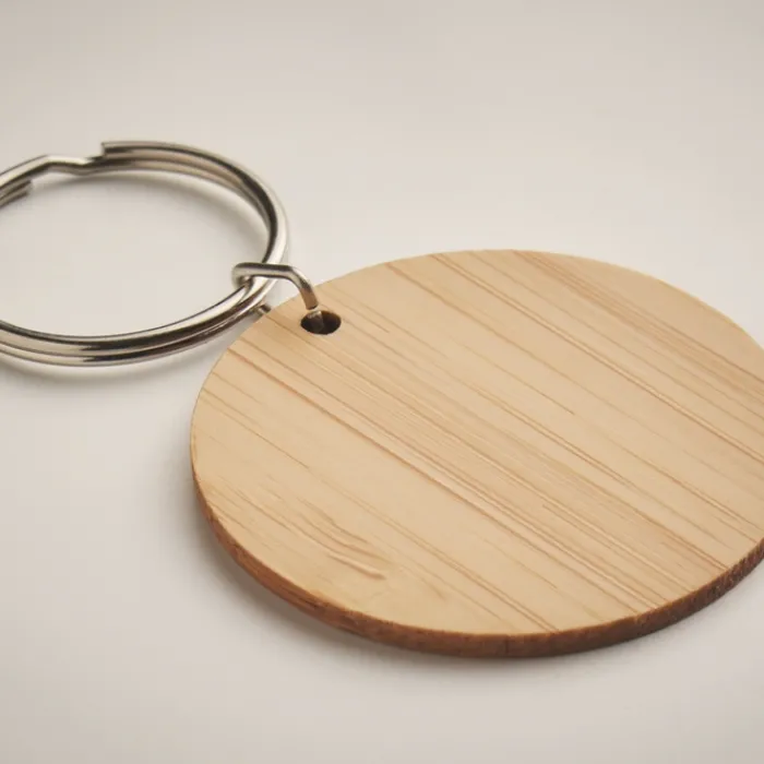 Gift Campaign Portachiavi promozionale in bambù rotondo Ø 4 cm e spesso 0,2cm> Portachiavi In Legno