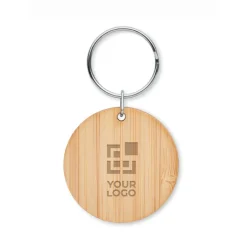 Gift Campaign Portachiavi promozionale in bambù rotondo Ø 4 cm e spesso 0,2cm><noscript><img width=