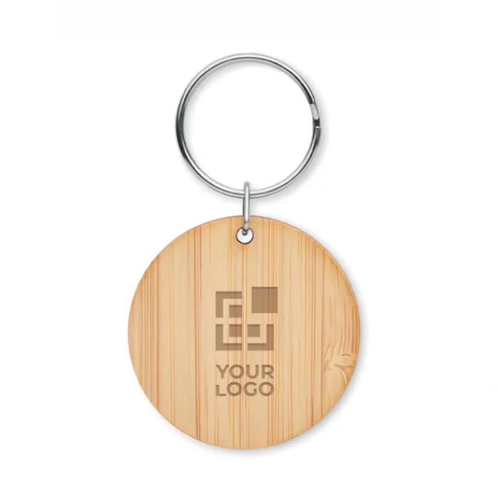 Gift Campaign Portachiavi promozionale in bambù rotondo Ø 4 cm e spesso 0,2cm> Portachiavi In Legno