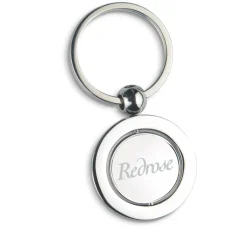 Gift Campaign Portachiavi pubblicitario in metallo rotondo con immagine mondo Globe><noscript><img width=