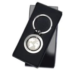 Gift Campaign Portachiavi pubblicitario in metallo rotondo con immagine mondo Globe><noscript><img width=