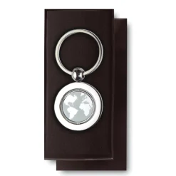 Gift Campaign Portachiavi pubblicitario in metallo rotondo con immagine mondo Globe><noscript><img width=