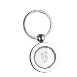 Gift Campaign Portachiavi pubblicitario in metallo rotondo con immagine mondo Globe><noscript><img width=