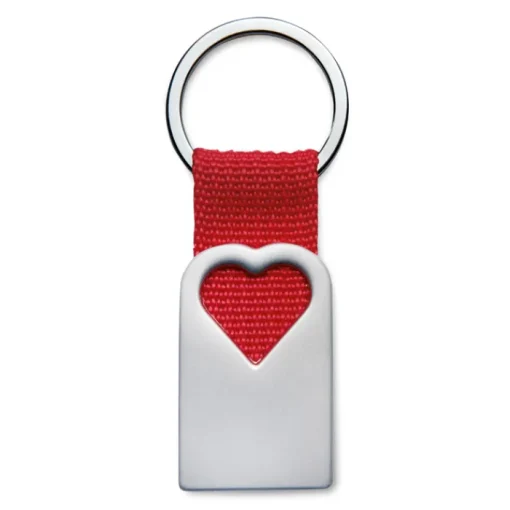 Gift Campaign Portachiavi pubblicitario fascia in tela e cuore fustellato Valentine> Portachiavi In Metallo