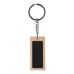 Gift Campaign Portachiavi rettangolare in bambù con superficie nera personalizzabile> Portachiavi In Legno