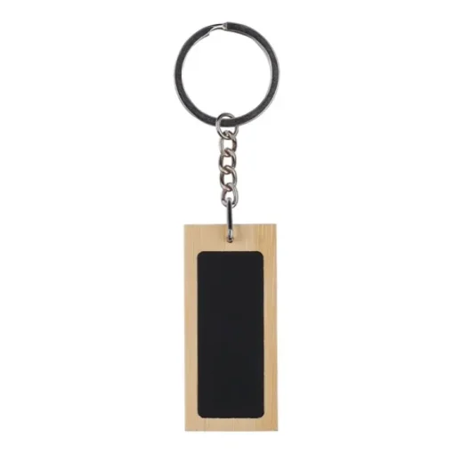 Gift Campaign Portachiavi rettangolare in bambù con superficie nera personalizzabile> Portachiavi In Legno