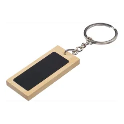 Gift Campaign Portachiavi rettangolare in bambù con superficie nera personalizzabile></noscript> Portachiavi In Legno