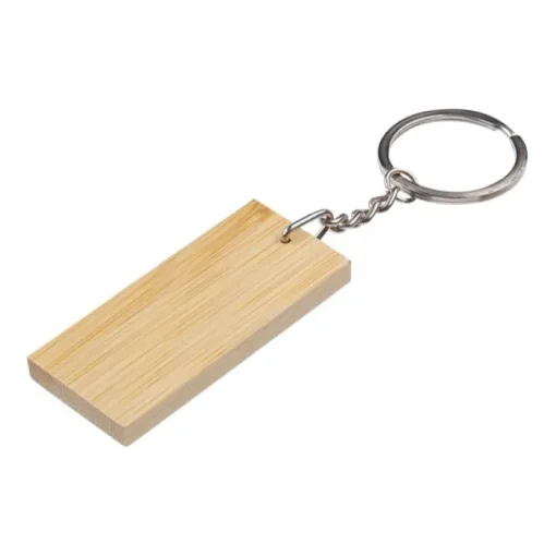 Gift Campaign Portachiavi rettangolare in bambù con superficie nera personalizzabile> Portachiavi In Legno