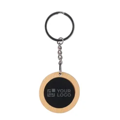 Gift Campaign Portachiavi rotondo in bambù con superficie nera personalizzabile></noscript> Portachiavi In Legno