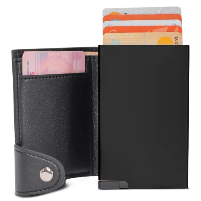 Gift Campaign Portafogli personalizzati in similpelle con portacarte con pulsante> Portafogli