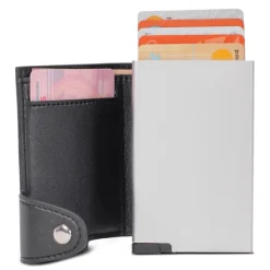 Gift Campaign Portafogli personalizzati in similpelle con portacarte con pulsante><noscript><img width=