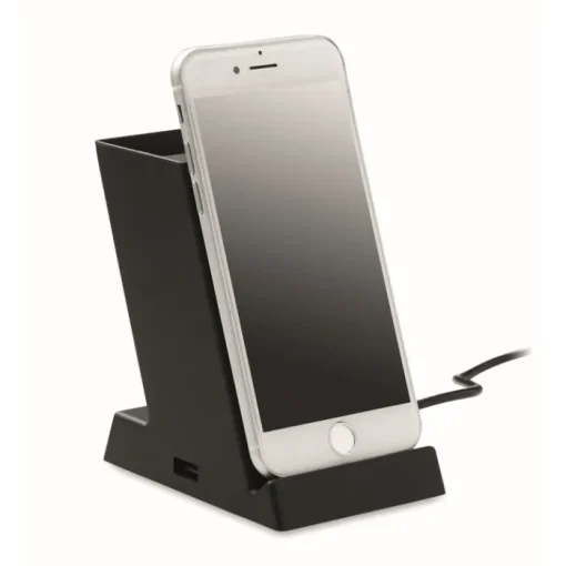 Gift Campaign Portapenne promozionale con supporto e caricabatterie wireless Tech> Portapenne