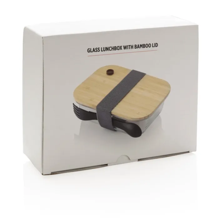 Gift Campaign Portavivande personalizzati in vetro con posate 750ml Crystal Clear> Porta Pranzo