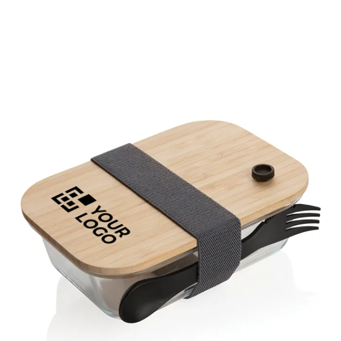 Gift Campaign Portavivande personalizzati in vetro con posate 750ml Crystal Clear> Porta Pranzo