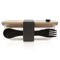 Gift Campaign Portavivande personalizzati in vetro con posate 750ml Crystal Clear><noscript><img width=