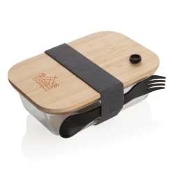 Gift Campaign Portavivande personalizzati in vetro con posate 750ml Crystal Clear><noscript><img width=