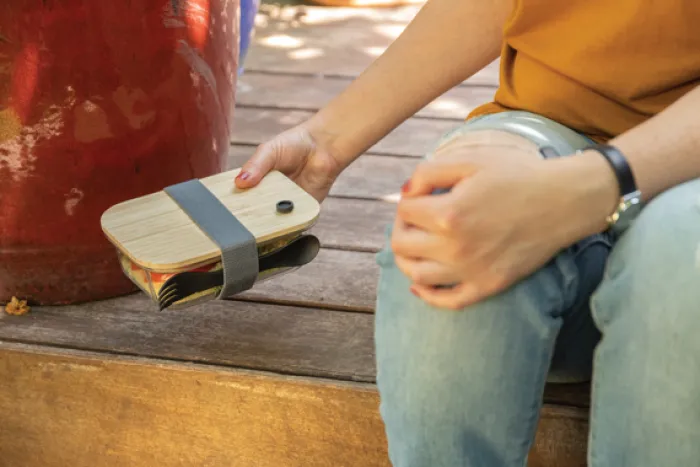 Gift Campaign Portavivande personalizzati in vetro con posate 750ml Crystal Clear> Porta Pranzo