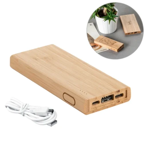 Gift Campaign Power bank con logo aziendale da 5.000 mAh in legno di bambú Natura> Power Bank Personalizzati