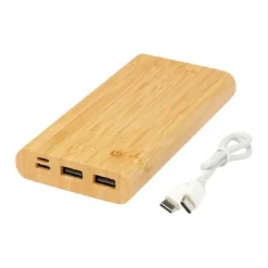 Gift Campaign Power bank da 10.000 mAh in bambù con 4 indicatori LED e 4 porte USB><noscript><img width=