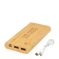 Gift Campaign Power bank da 10.000 mAh in bambù con 4 indicatori LED e 4 porte USB><noscript><img width=