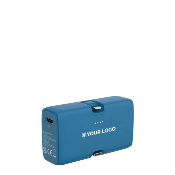 Gift Campaign Power bank in plastica riciclata con indicatore di carica e 20W> Power Bank Personalizzati