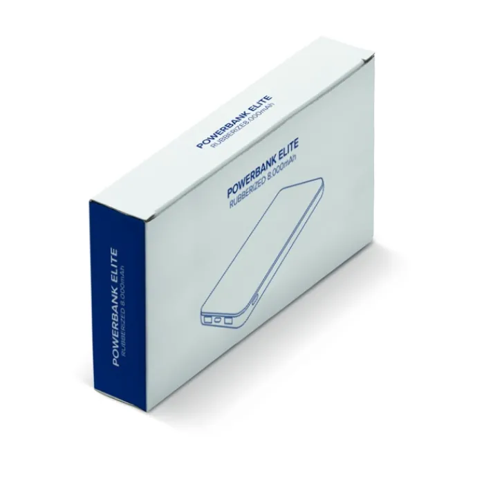 Gift Campaign Powerbank con finitura gommata, porta USB-A e porta tipo C da 8000mAh> Power Bank Personalizzati