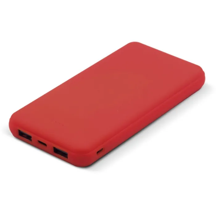 Gift Campaign Powerbank con finitura gommata, porta USB-A e porta tipo C da 8000mAh> Power Bank Personalizzati