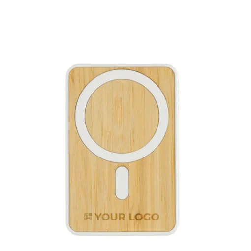 Gift Campaign Powerbank magnetico in bambù con ricarica wireless 5.000 mAh> Power Bank Personalizzati