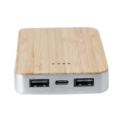 Gift Campaign Powerbank rettangolare in alluminio riciclato e bambù da 5.000 mAh><noscript><img width=