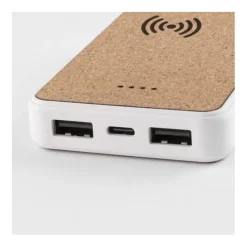 Gift Campaign Powerbank wireless in sughero e plastica ABS riciclata 5.000mAh e 5W></noscript> Power Bank Personalizzati