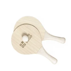 Gift Campaign Racchettoni in legno con manico in fibra di grano e pallina Nature></noscript> Gadget Da Mare