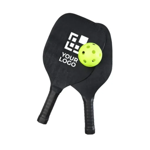 Gift Campaign Racchettoni neri in legno di pioppo con 2 palline in PP Total Black> Gadget Da Mare