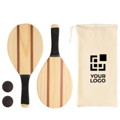 Gift Campaign Racchettoni promozionali in legno con grip e due palline Spiaggia Wood></noscript> Giochi E Passatempo|Gadget Da Mare