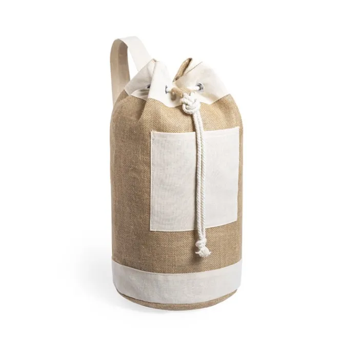 Gift Campaign Sacca a strozzo bicolore in iuta cotone con tracolla regolabile Nature> Zaini Da Viaggio