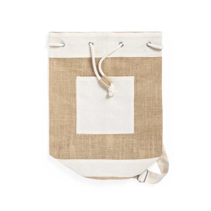 Gift Campaign Sacca a strozzo bicolore in iuta cotone con tracolla regolabile Nature> Zaini Da Viaggio