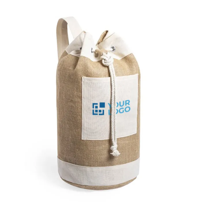 Gift Campaign Sacca a strozzo bicolore in iuta cotone con tracolla regolabile Nature> Zaini Da Viaggio