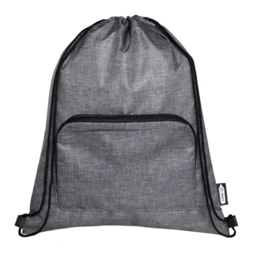 Gift Campaign Sacche promozionali in RPET a coulisse con tasca frontale con zip> Sacche Personalizzate