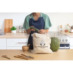 Gift Campaign Sacchetto con coulisse in cotone organico con manici 140 g/m2> Sacche Personalizzate