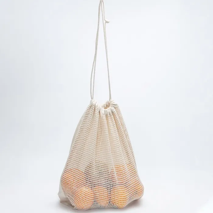 Gift Campaign Sacchetto con un lato a rete in cotone da 140 g/m2> Borse Per La Spesa