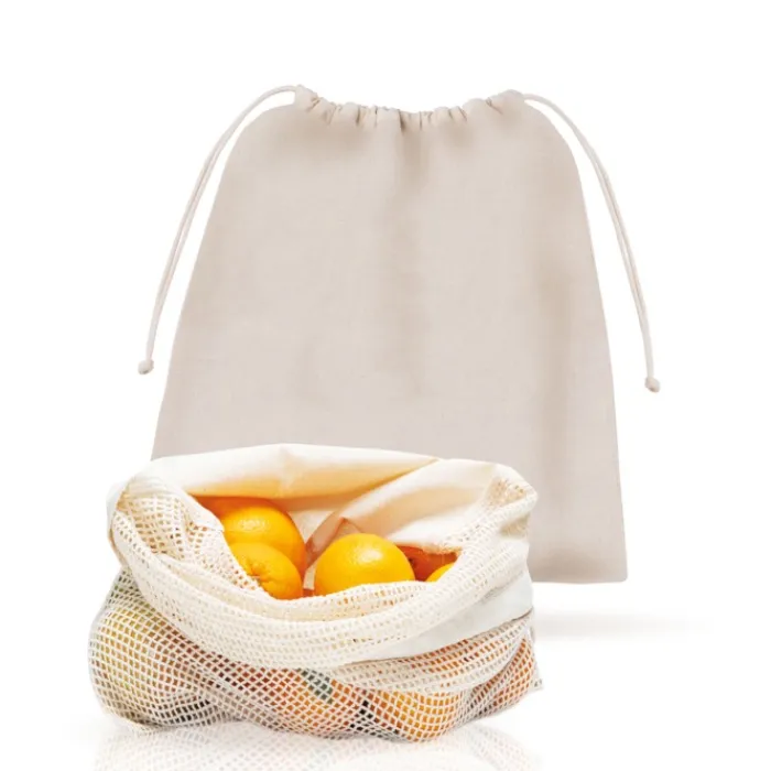 Gift Campaign Sacchetto con un lato a rete in cotone da 140 g/m2> Borse Per La Spesa