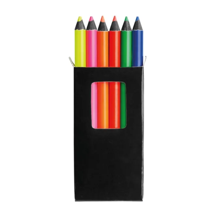 Gift Campaign Scatola con 6 matite colorate personalizzate dai colori fluo Funky> Matite Colorate