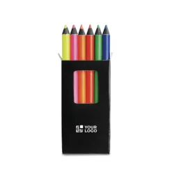 Gift Campaign Scatola con 6 matite colorate personalizzate dai colori fluo Funky></noscript> Matite Colorate