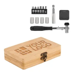 Gift Campaign Scatola per attrezzi con logo in bambù e 13 accessori><noscript><img width=