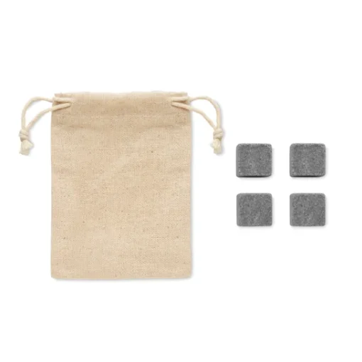 Gift Campaign Set 4 cubetti di ghiaccio in pietra riutilizzabili con sacchetto Cotton> Altri Utensili Da Cucina