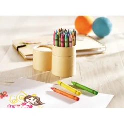 Gift Campaign Set 30 pastelli in astuccio di cartone cilindrico promozionale Wax 30></noscript> Regali Per Bambini|Matite Colorate