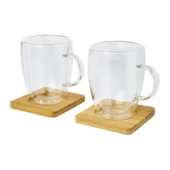 Gift Campaign Set 2 tazze due pareti con sottobicchieri bambù 350ml Cappuccino></noscript> Tazzine Da Caffè E Tazze Tè