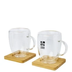 Gift Campaign Set 2 tazze due pareti con sottobicchieri bambù 350ml Cappuccino></noscript> Tazzine Da Caffè E Tazze Tè