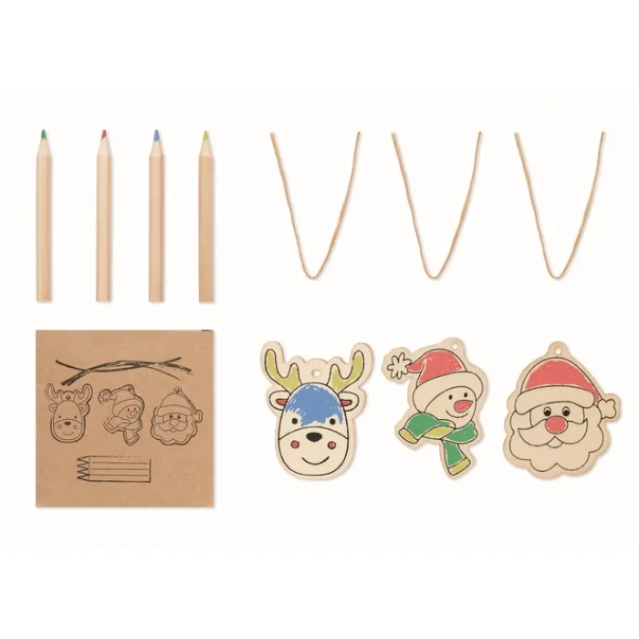 Gift Campaign Set con 4 pastelli e 3 figure natalizie da colorare> Gadget Natalizi