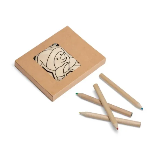 Gift Campaign Set da colorare con 4 matite colorate e 3 disegni natalizi Noel> Gadget Natalizi